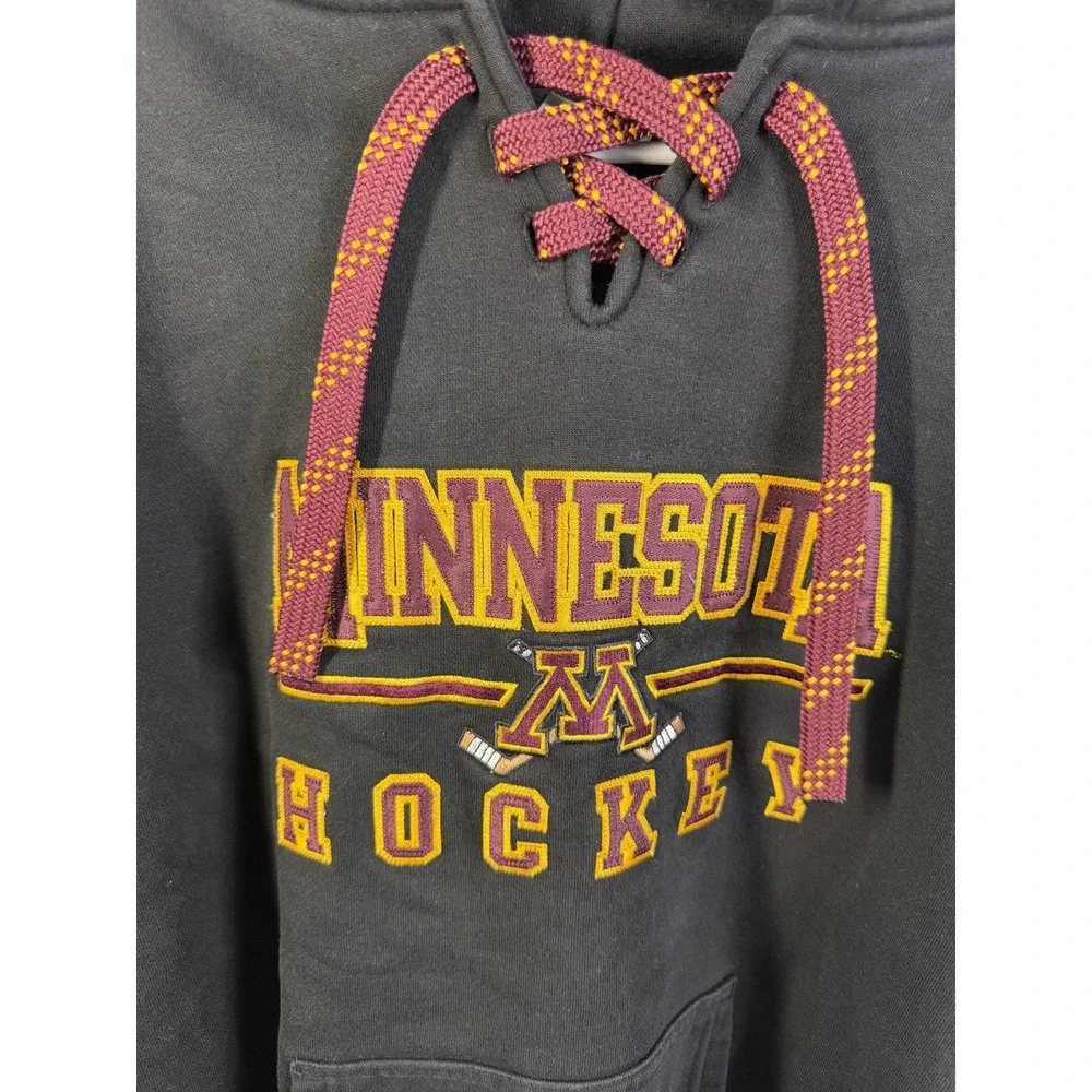 Minnesota Golden Gophers Hoodie Youth XL Black NCAA Hockey Lace Up Signature